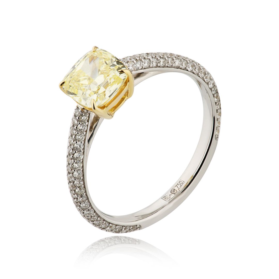 Кольцо из белого золота с бриллиантом 1.4 ct
