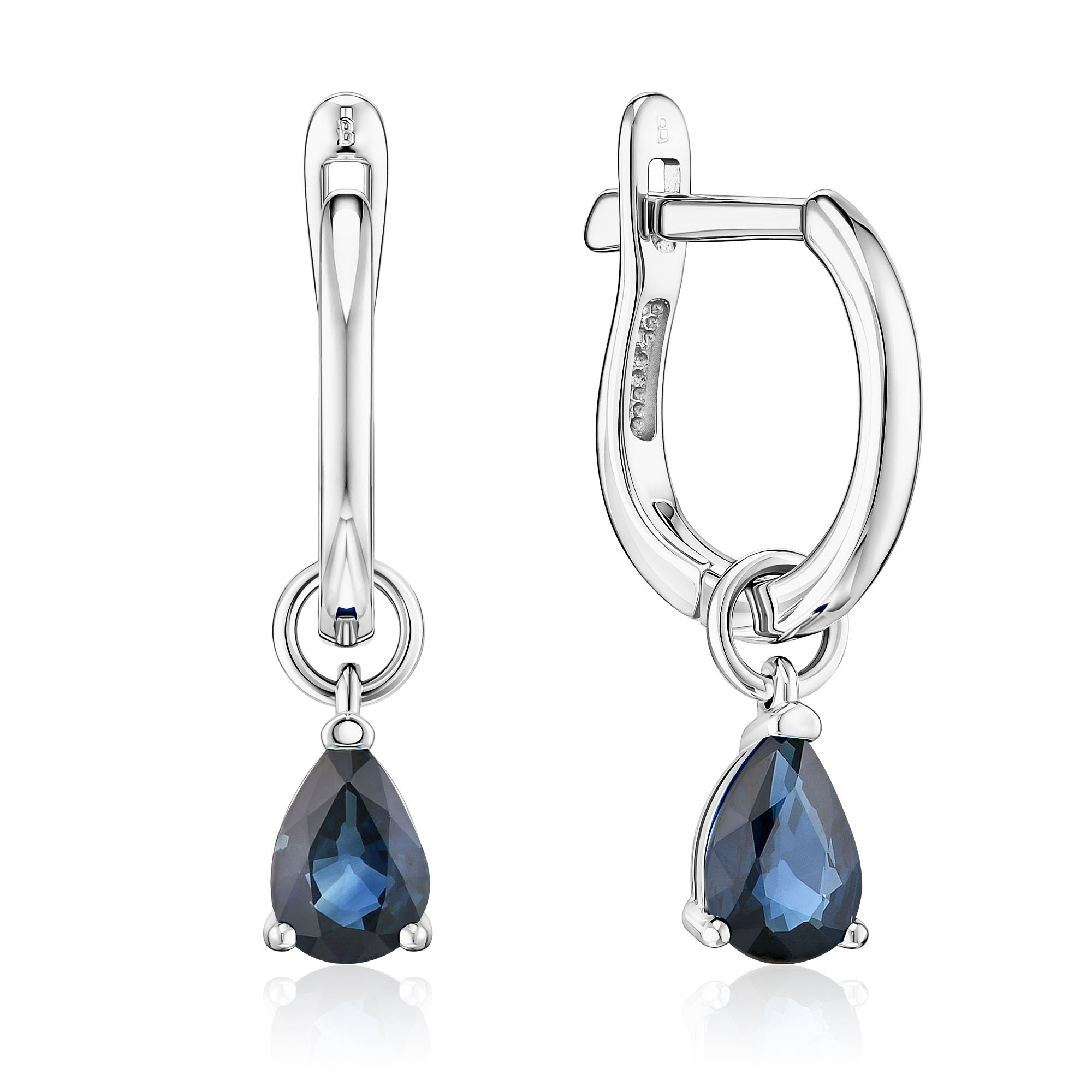 Серьги из белого золота с сапфирами