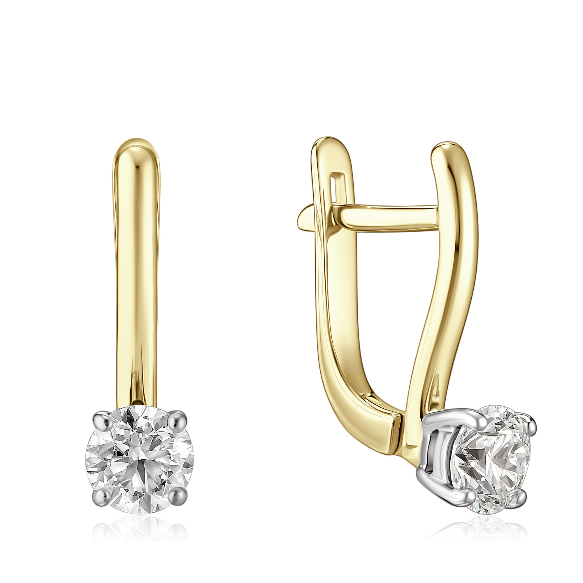 Серьги из красного золота с бриллиантами 1 ct