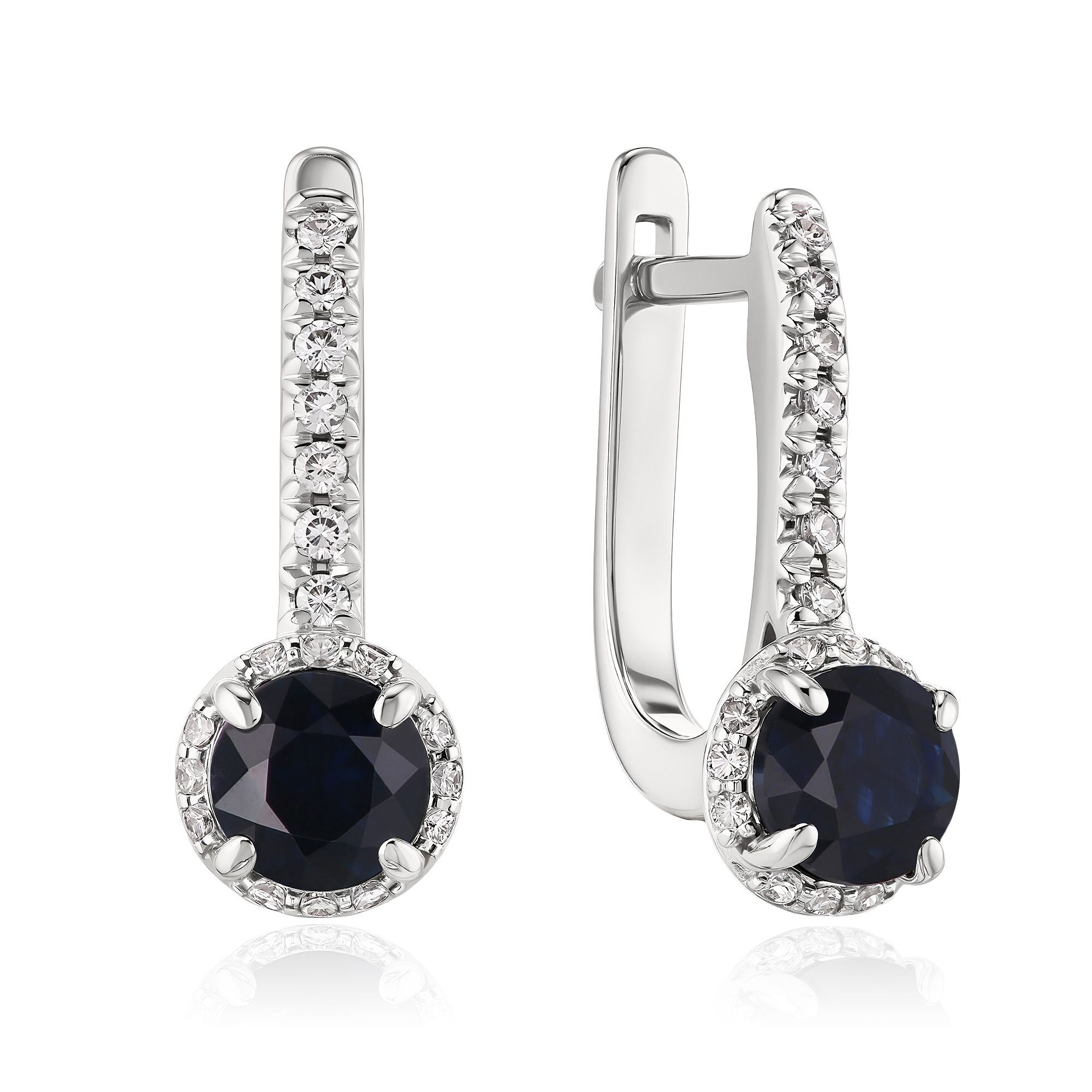 Серьги из белого золота с сапфирами и бриллиантами