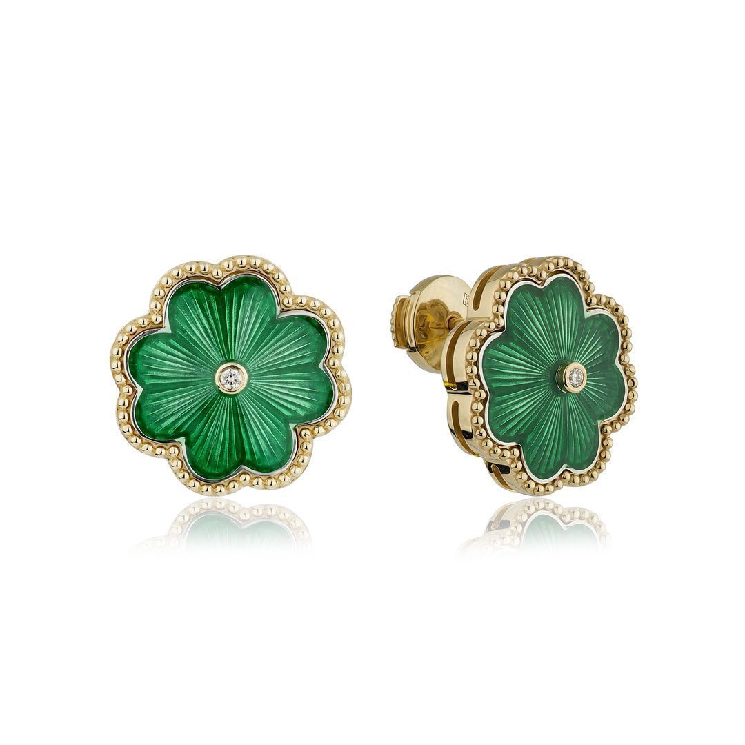 Пусеты из желтого золота с бриллиантами