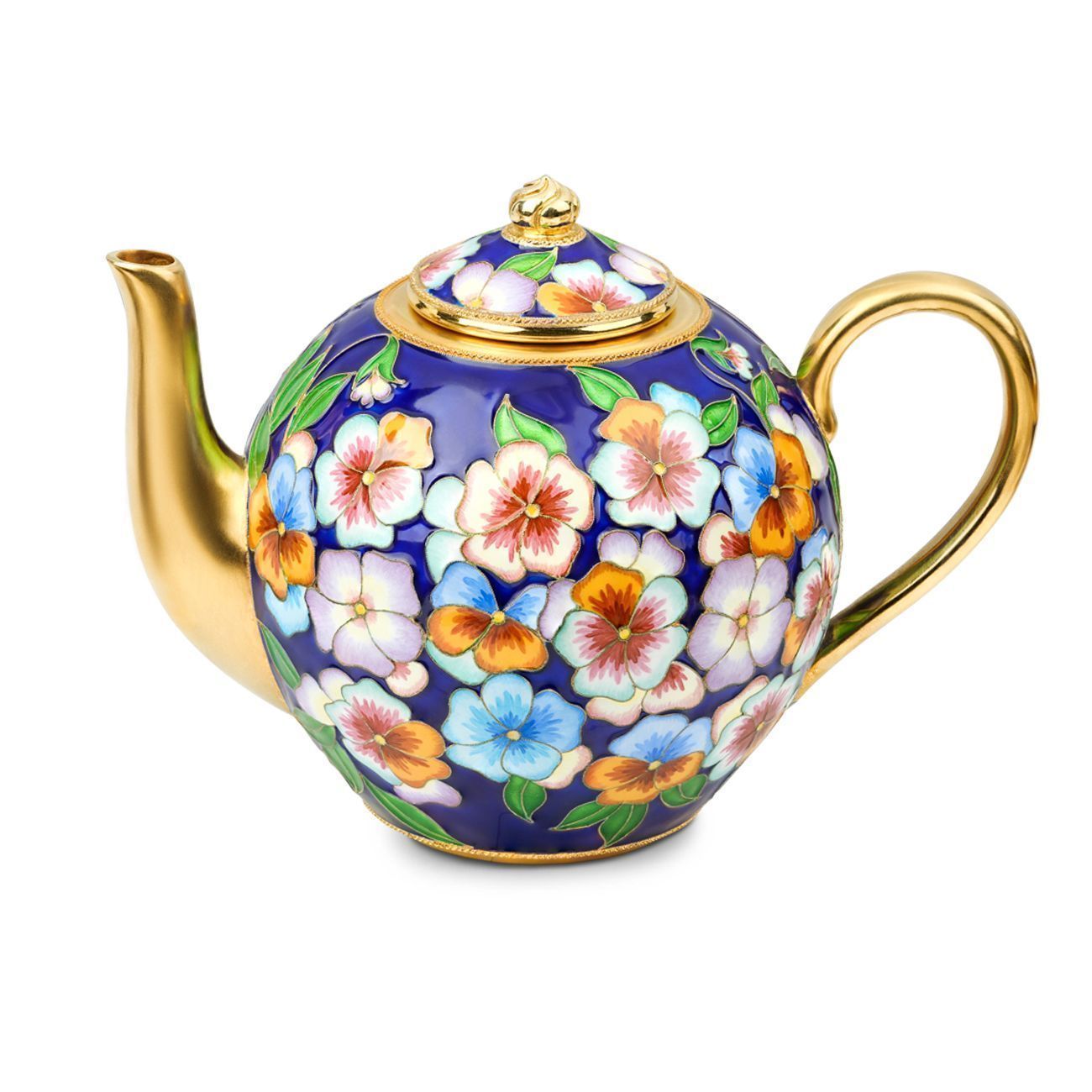Чайник «Цветы» из серебра 