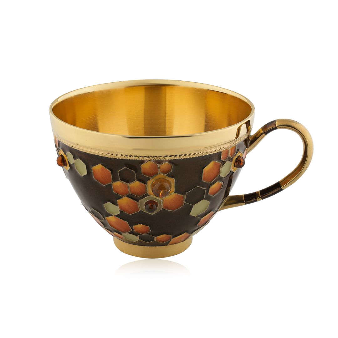 Чашка из набора «Медовый» из серебра с янтарем