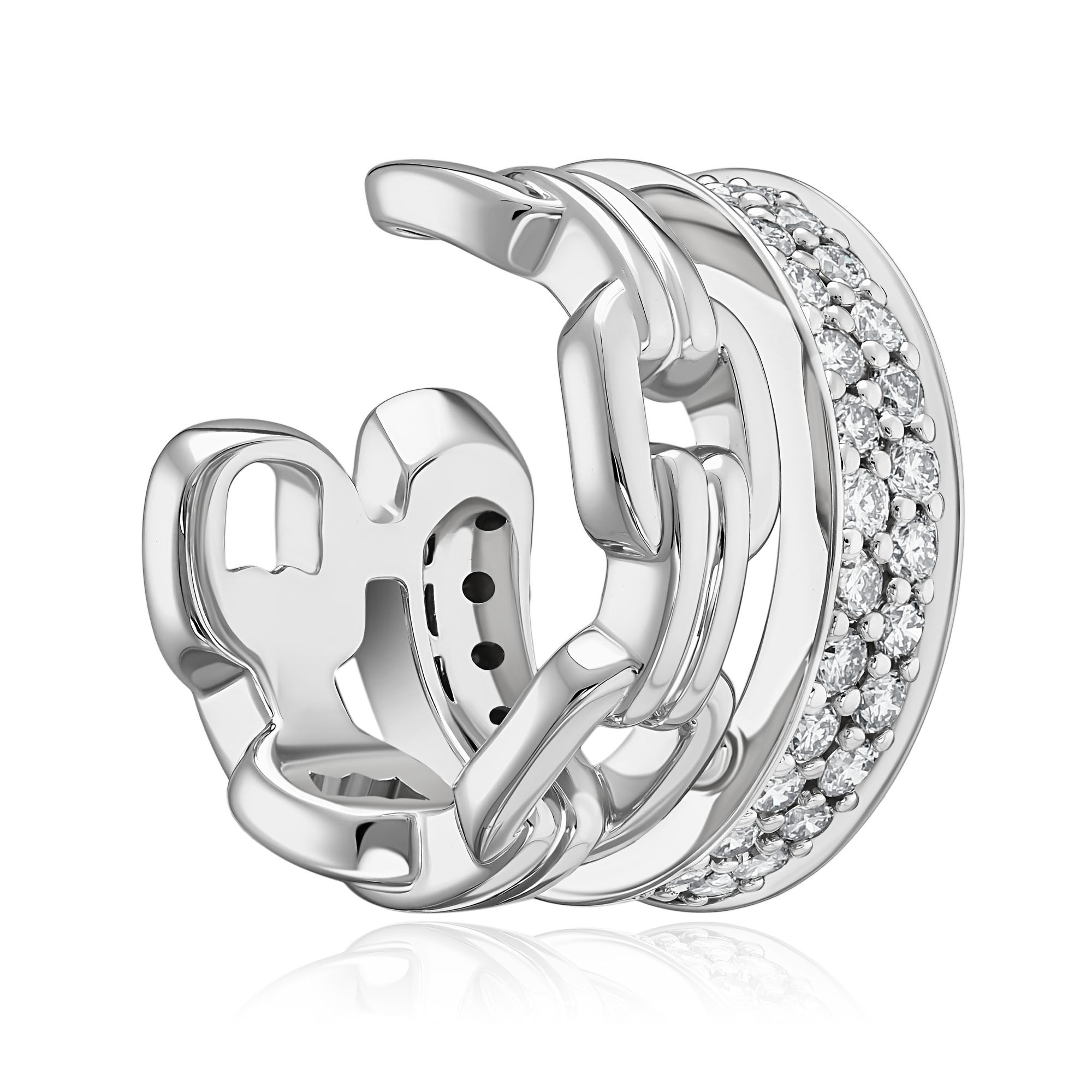 Серьга кафф из белого золота с бриллиантами