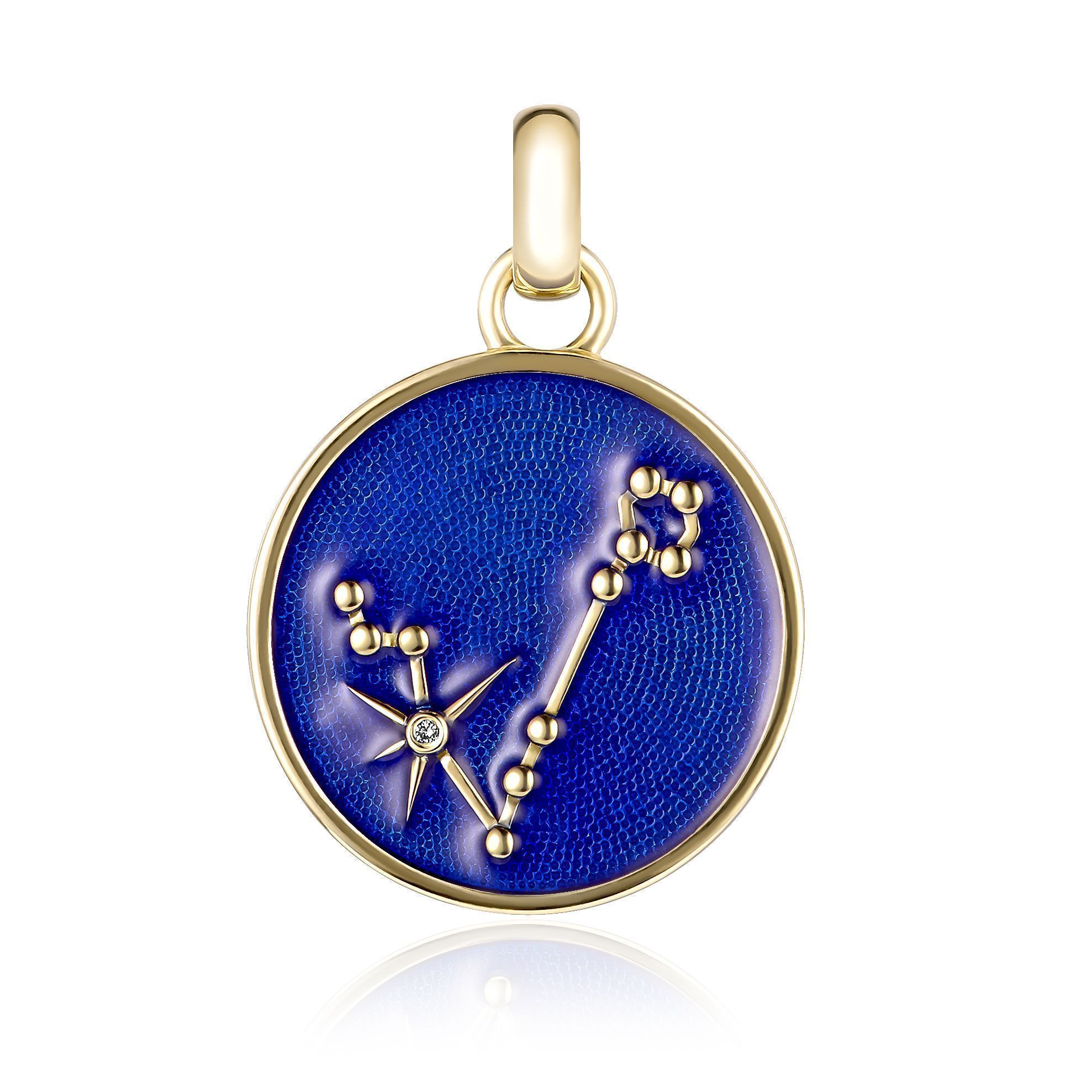 Подвеска «Рыбы» из желтого золота с бриллиантами