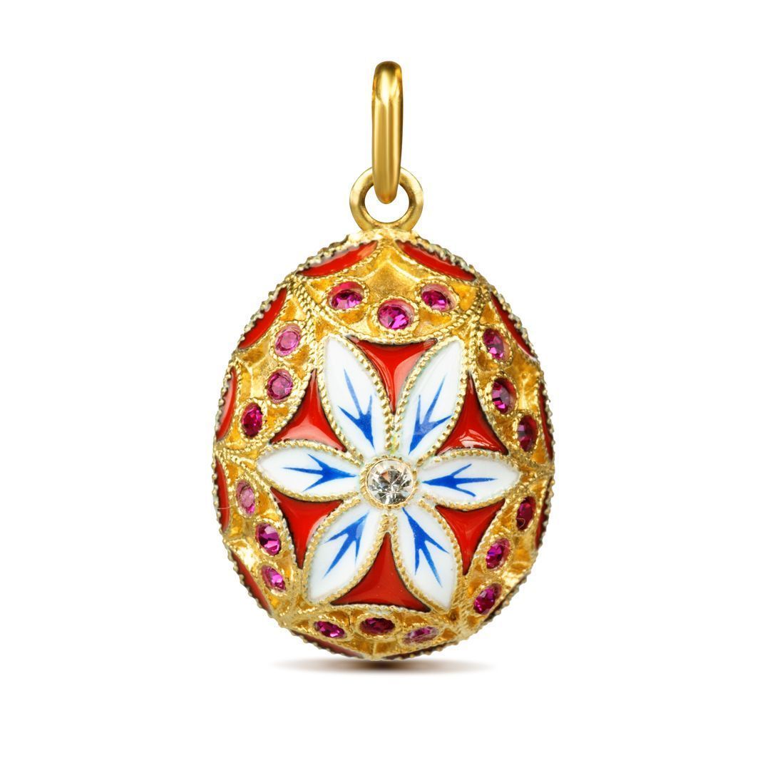 Подвеска яйцо из серебра с ювелирным стеклом