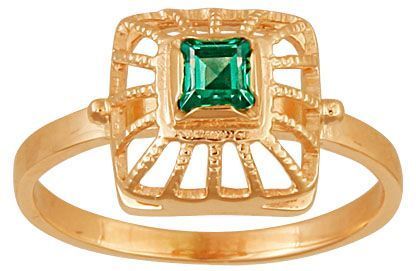 Кольцо из красного золота с фианитом