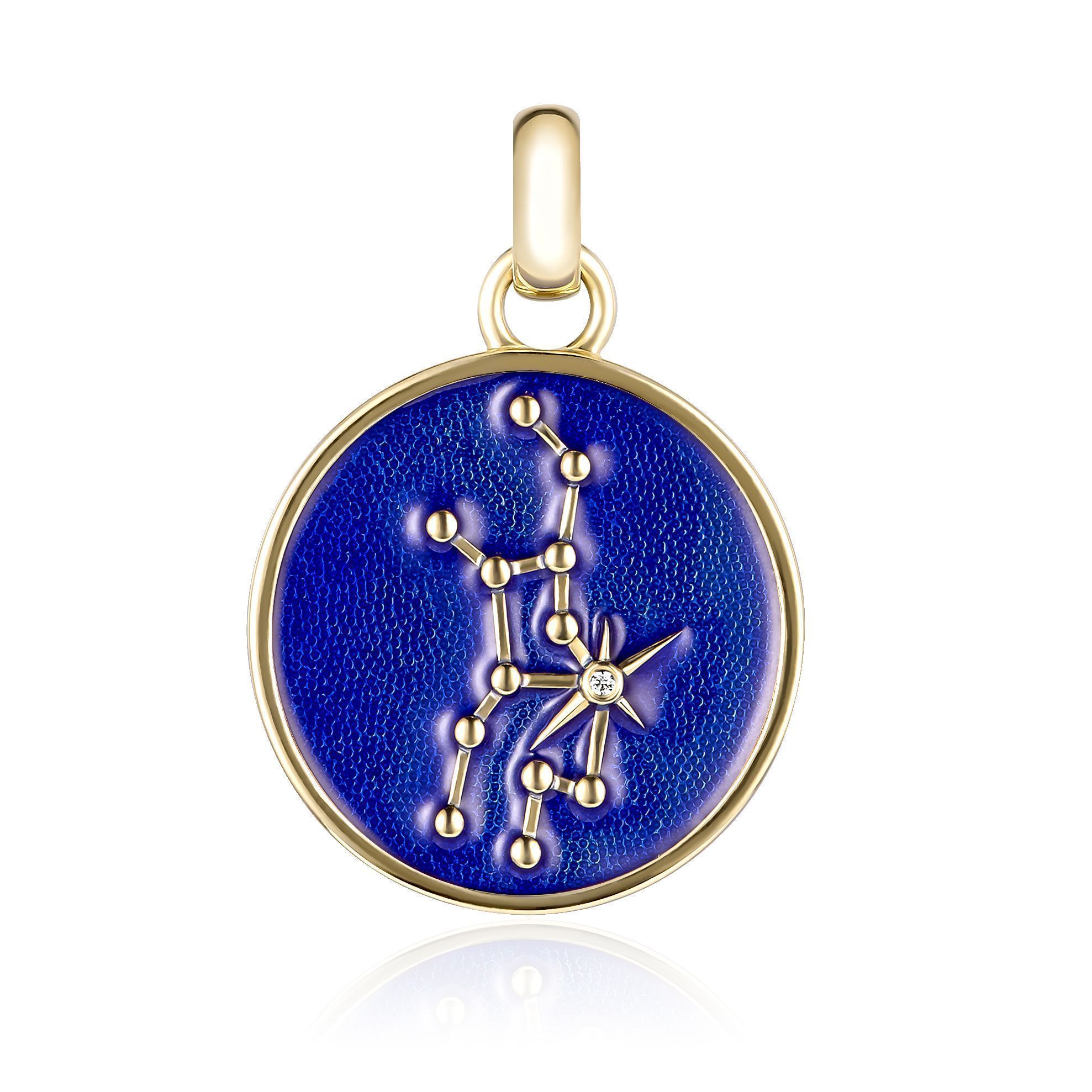 Подвеска «Дева» из желтого золота с бриллиантами