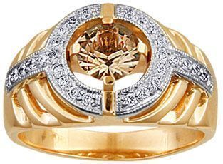 Кольцо из красного золота с бриллиантами и кварцем