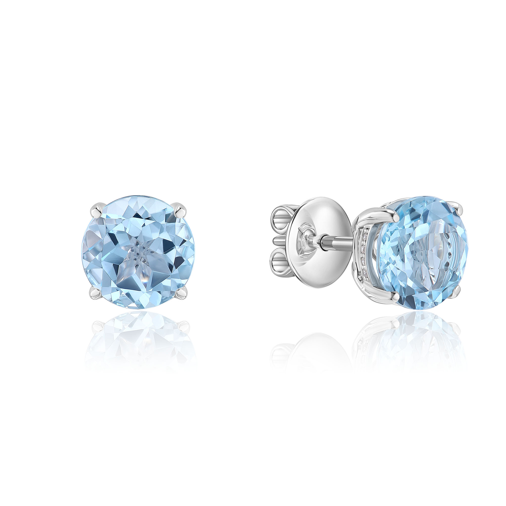 Пусеты из белого золота с топазами и бриллиантами