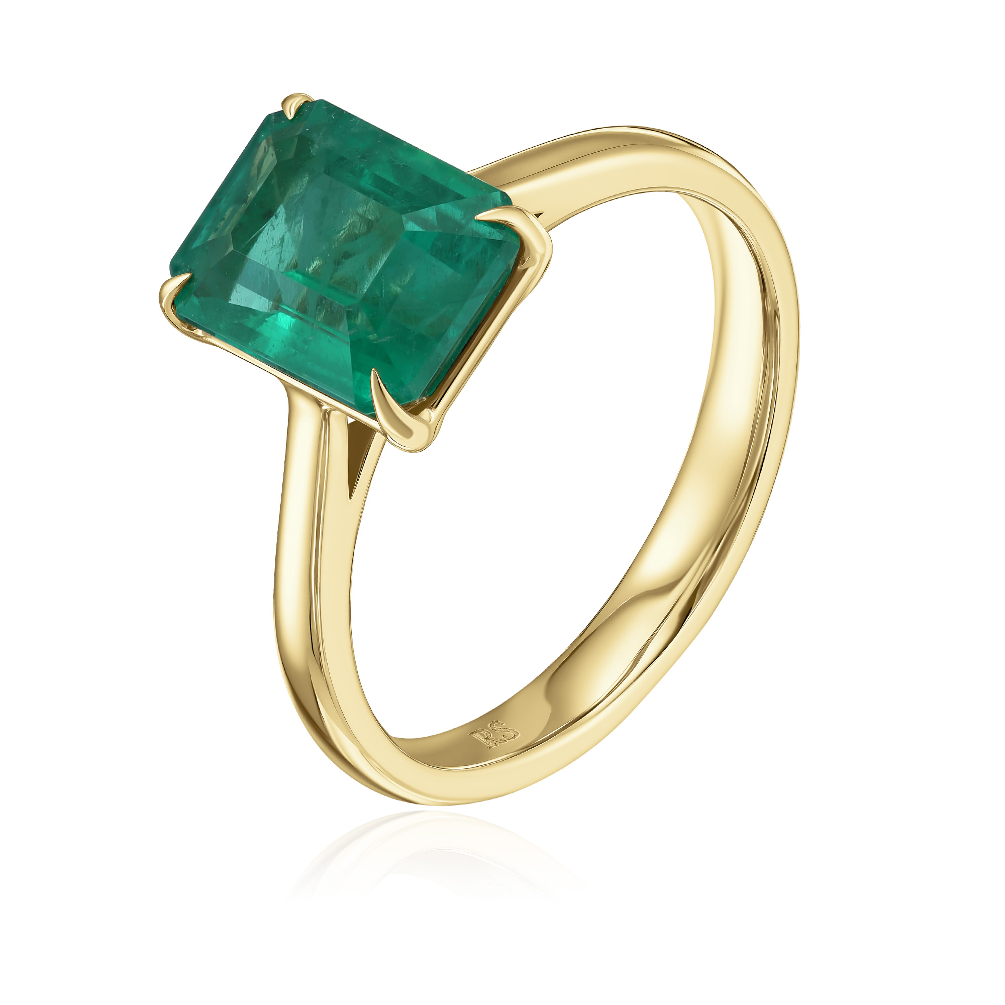 Кольцо из желтого золота с изумрудом