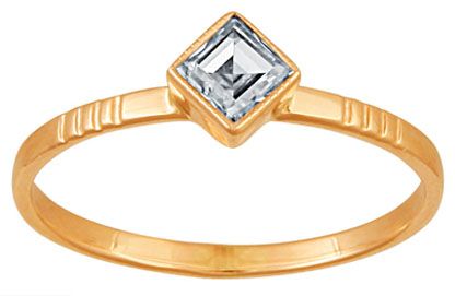 Кольцо из красного золота с фианитом