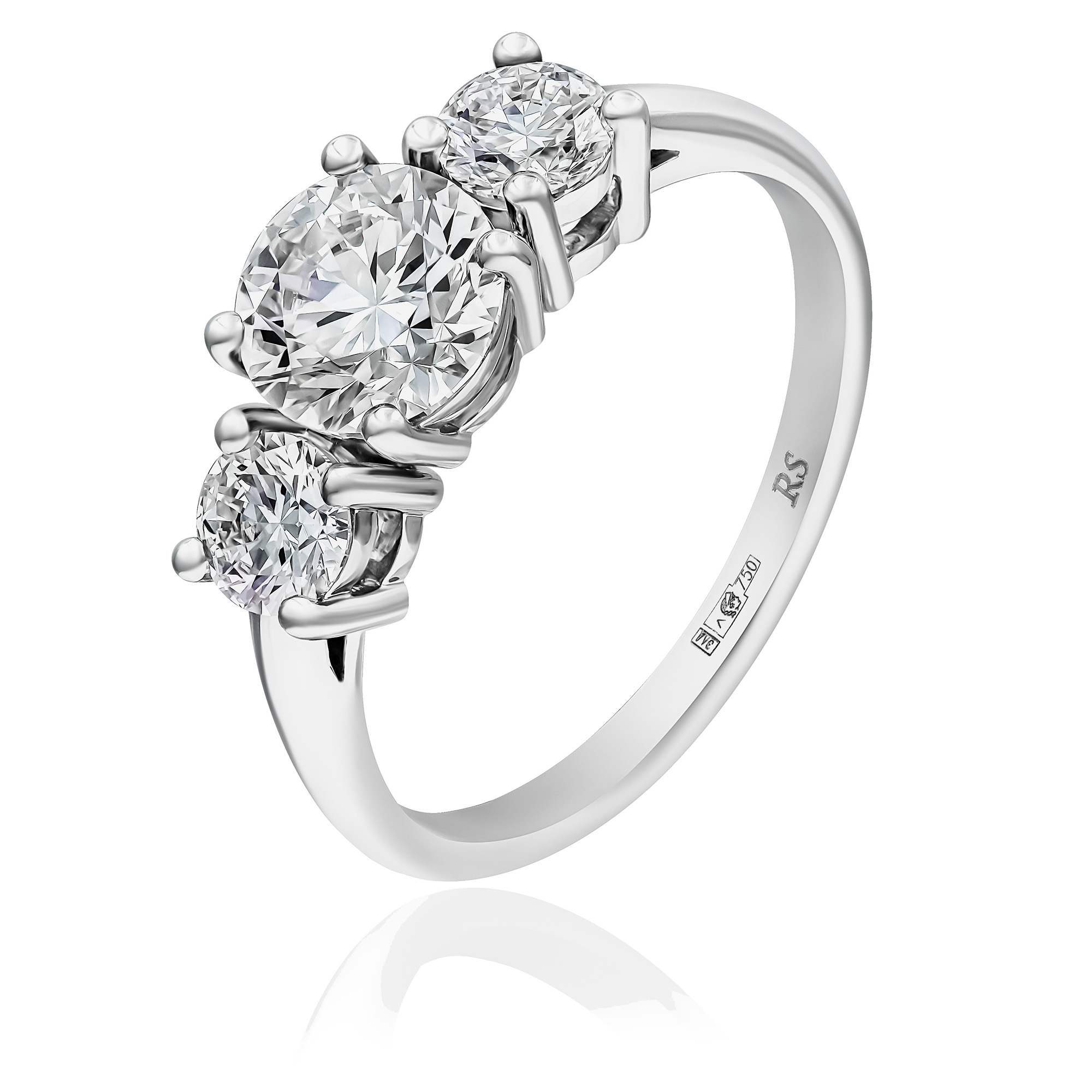 Кольцо из белого золота с бриллиантом 1.31 ct
