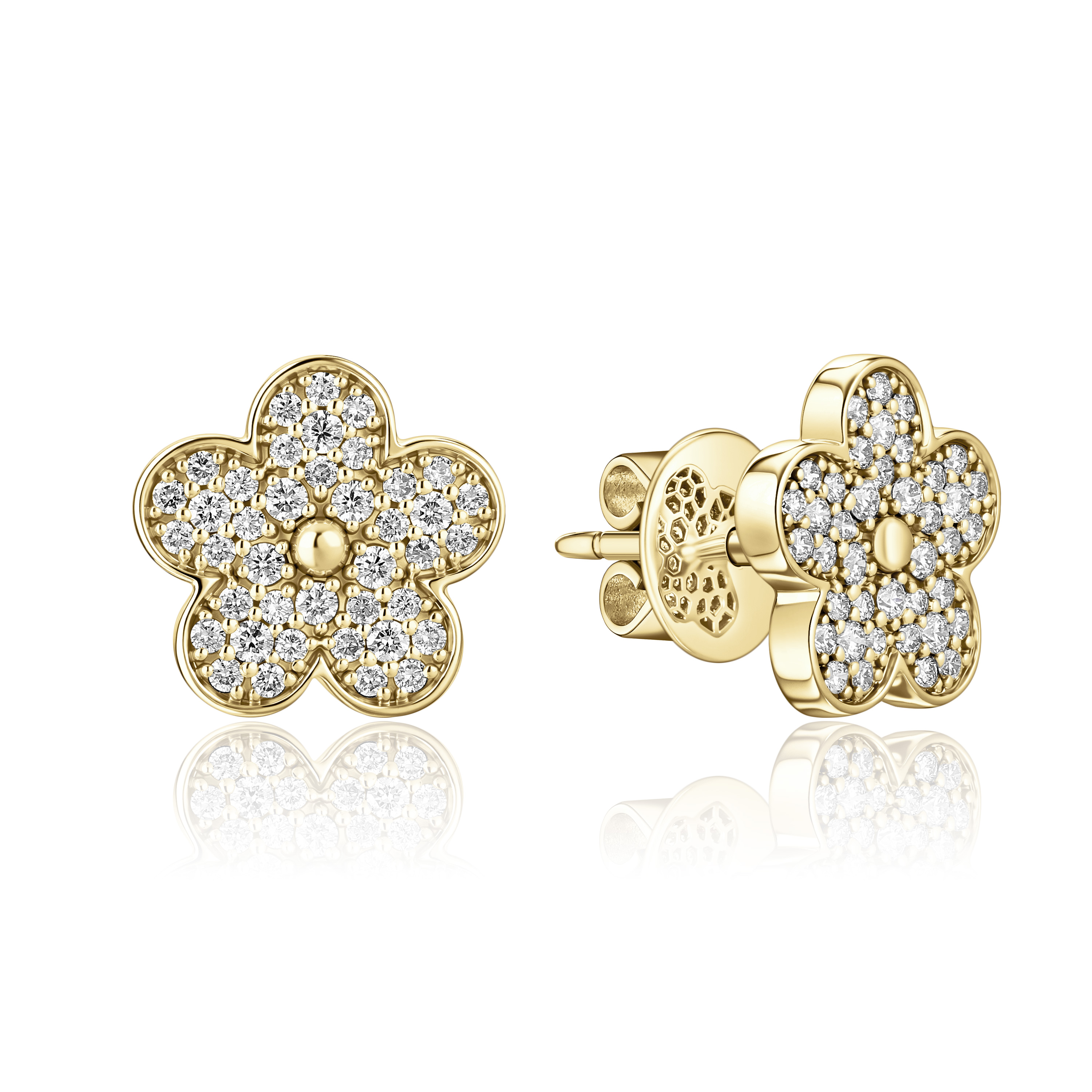 Пусеты из желтого золота с бриллиантами