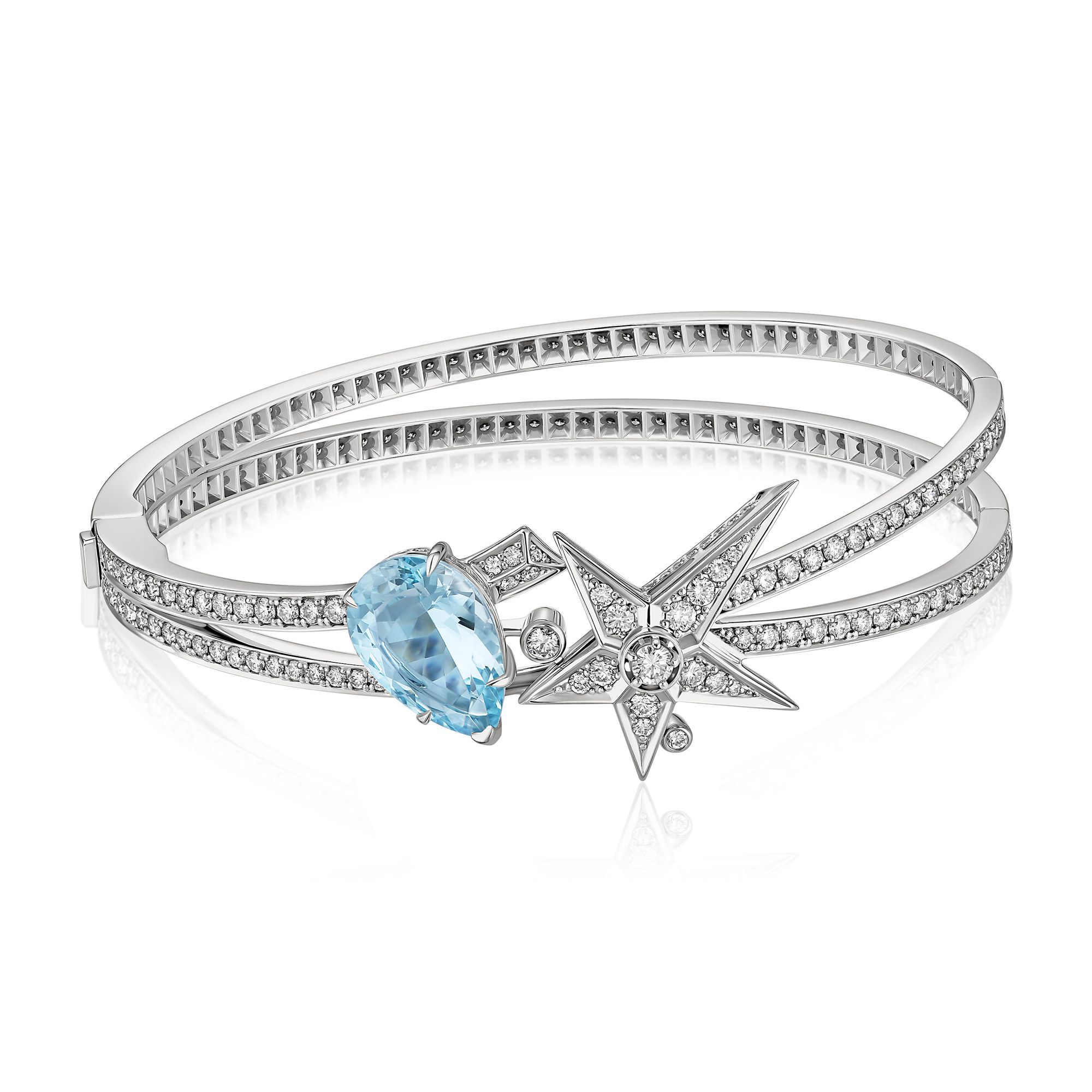 Браслет из белого золота с аквамарином 4.7 ct и бриллиантами