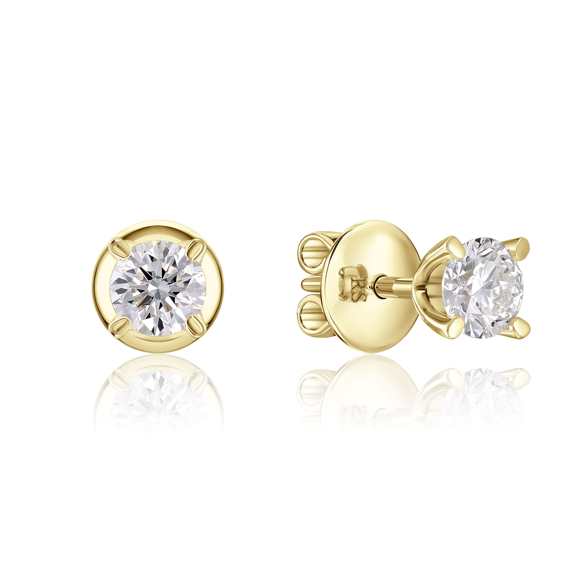 Пусеты из желтого золота с бриллиантами