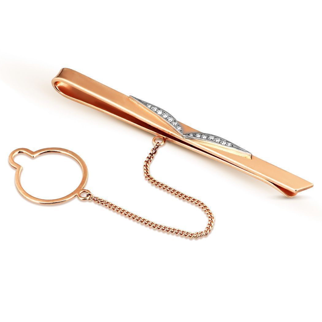 Зажим для галстука из красного золота с бриллиантами