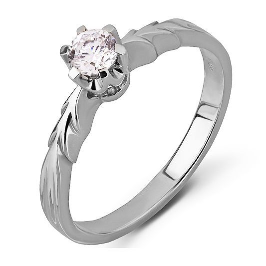 Кольцо из белого золота с фианитом