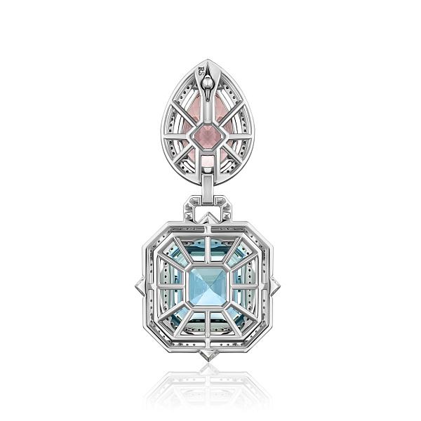 Чокер из белого золота с бриллиантами, аквамарином 9.57 ct и морганитом 5.37 ct
