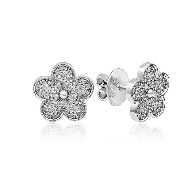 Пусеты из белого золота с бриллиантами