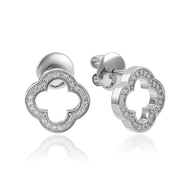 Пусеты из белого золота с бриллиантами