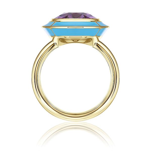 Кольцо из желтого золота с аметистом