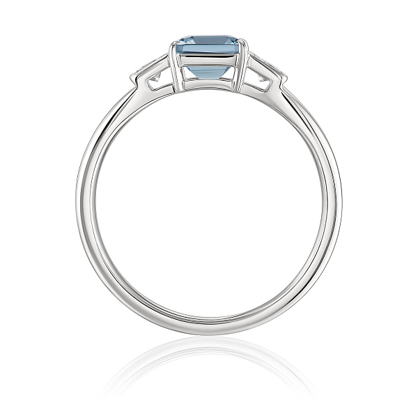 Кольцо из белого золота с аквамарином и бриллиантами