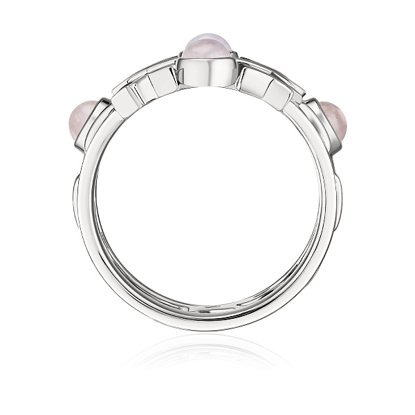 Кольцо из белого золота с лунным камнем и бриллиантами