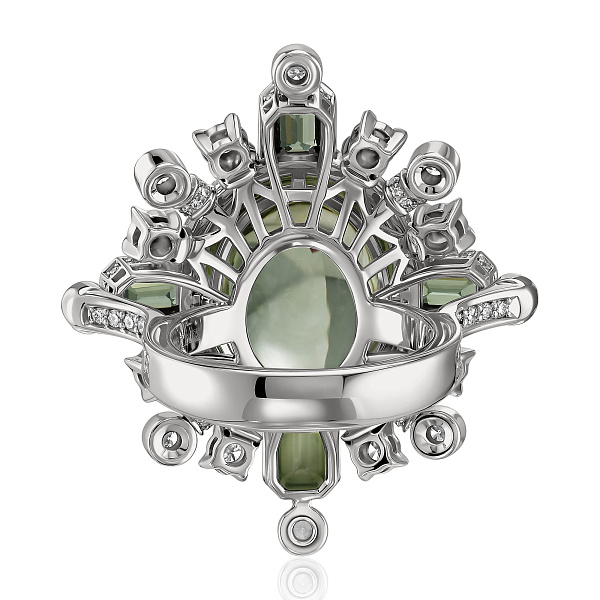 Кольцо из белого золота с сапфирами, бриллиантами и аметистом 12.325 ct