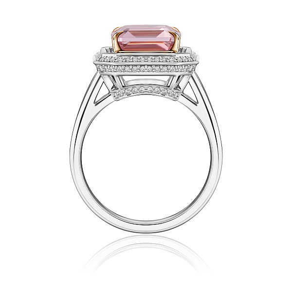 Кольцо из белого золота с бриллиантами и морганитом 4.44 ct