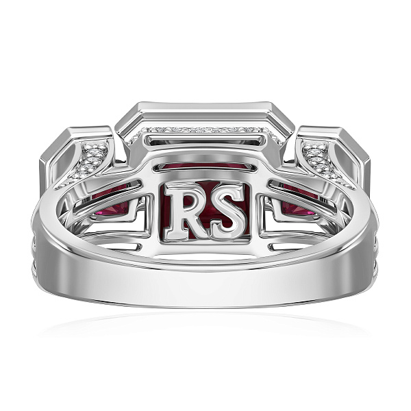 Кольцо из белого золота с рубинами 3.085 ct и бриллиантами