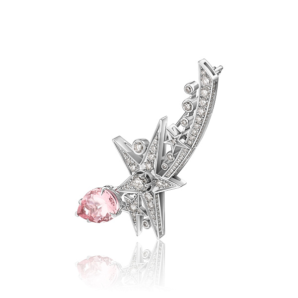 Брошь из белого золота с бриллиантами и морганитом 4.21 ct