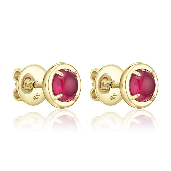 Пусеты из желтого золота с рубинами