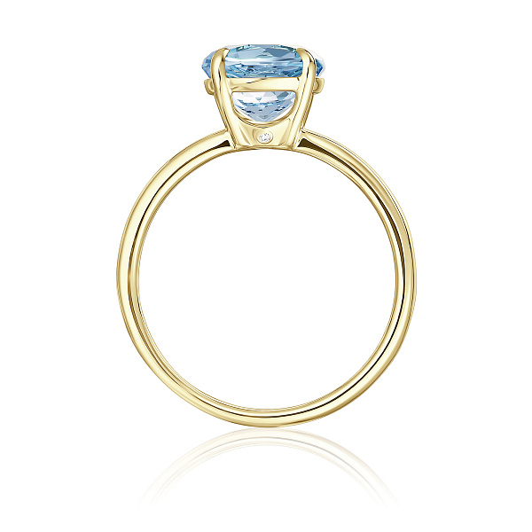 Кольцо из желтого золота с топазом и бриллиантом