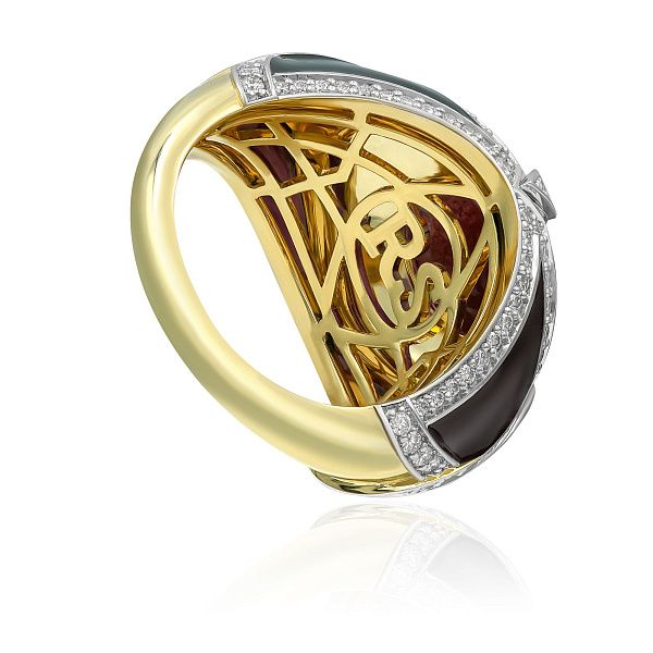 Кольцо из желтого золота с рубином 7.38 ct и бриллиантами