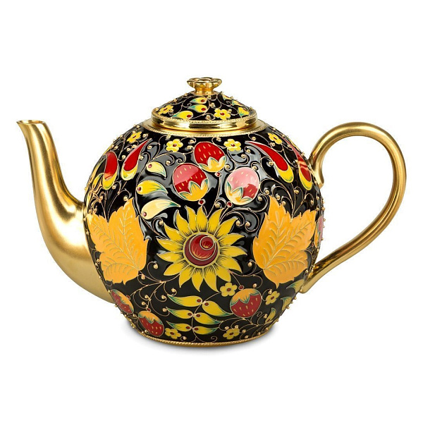 Чайник «Хохлома» из серебра