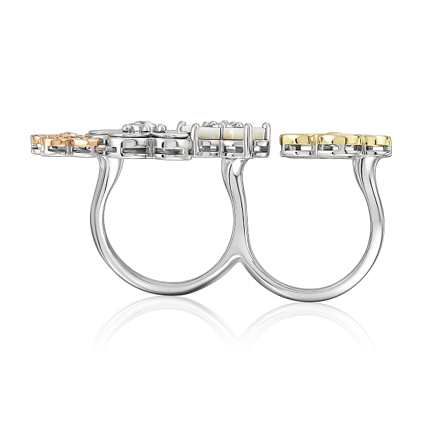 Кольцо из белого золота с перламутром и бриллиантами