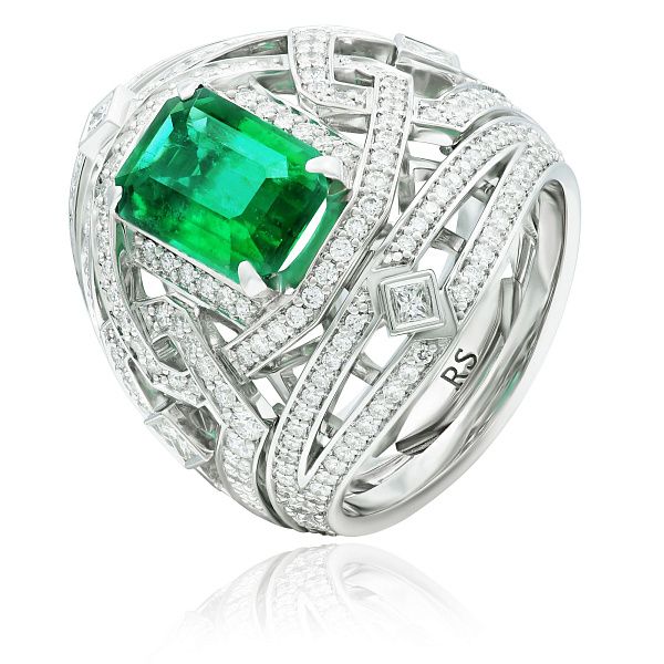 Кольцо с изумрудом 3.07 ct и бриллиантами