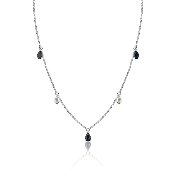 Колье из белого золота с сапфирами и бриллиантами