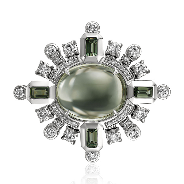 Кольцо из белого золота с сапфирами, бриллиантами и аметистом 12.325 ct
