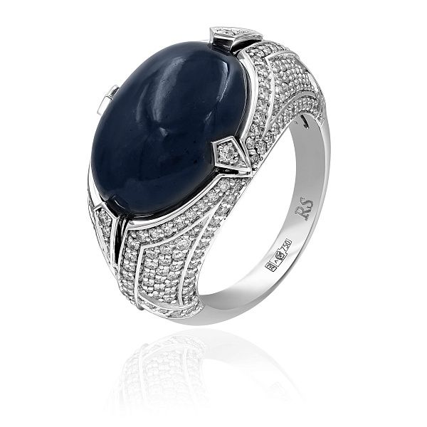 Кольцо из белого золота с сапфиром 13.79 ct и бриллиантами