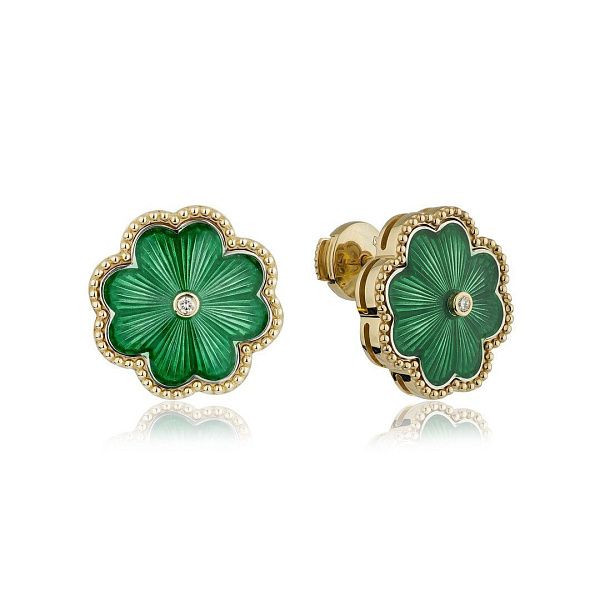 Пусеты из желтого золота с бриллиантами