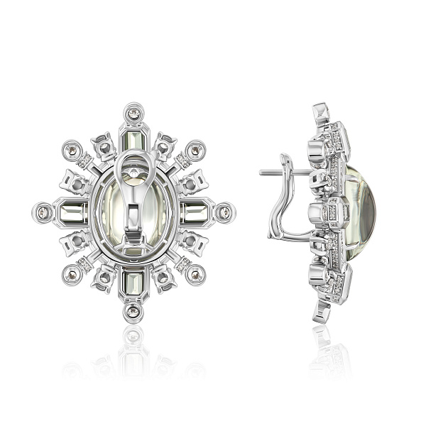 Серьги из белого золота с сапфирами, бриллиантами и аметистами 19.48 ct