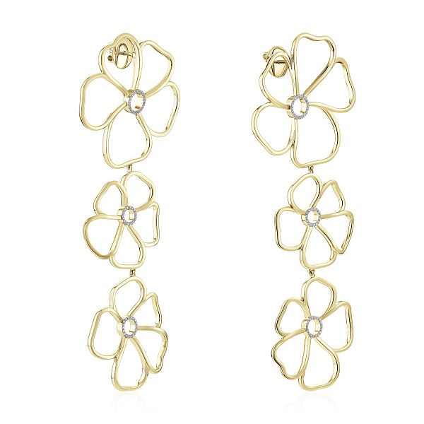 Пусеты из желтого золота с бриллиантами