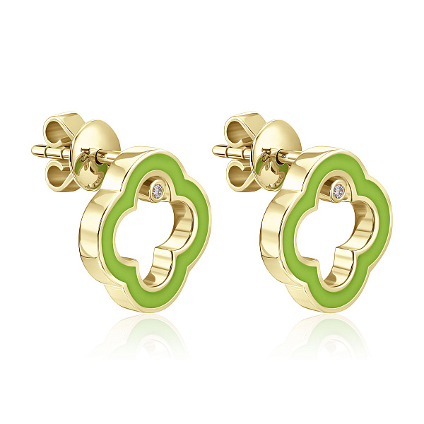 Пусеты из желтого золота с бриллиантами