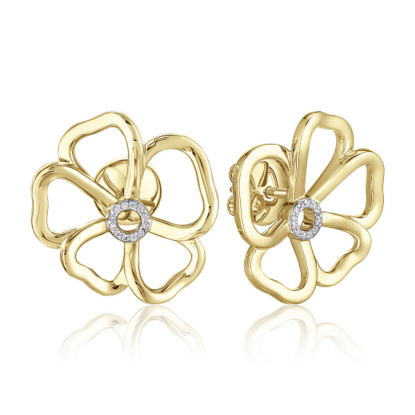 Пусеты из желтого золота с бриллиантами