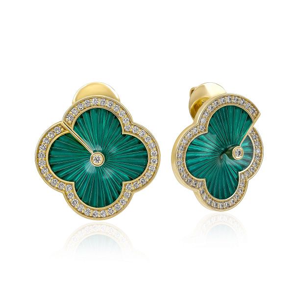 Пусеты из желтого золота с бриллиантами