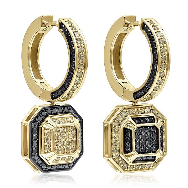 Серьги из желтого золота с бриллиантами