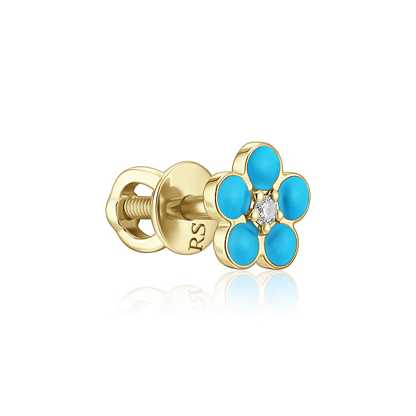 Пусета из желтого золота с бриллиантом