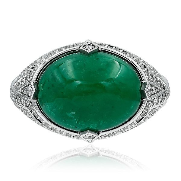 Кольцо из белого золота с изумрудом 11.51 ct и бриллиантами